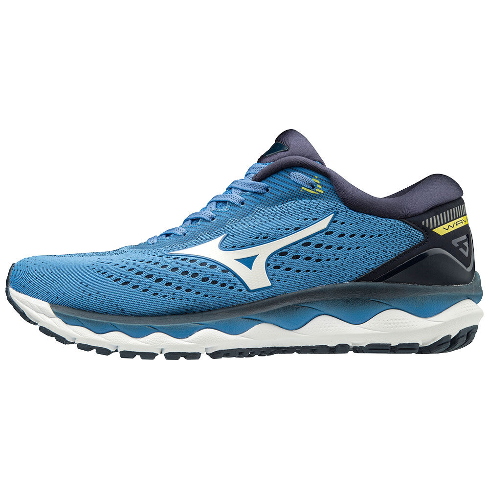 Sapatilhas Running Mizuno WAVE SKY 3 - Homem - Azuis/Branco/Amarelas - ZSTLM9174